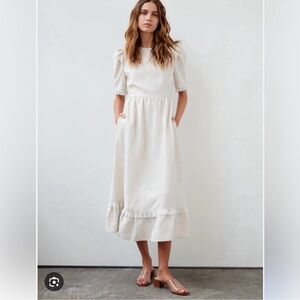 Aimery linen dress by Le fou from Aritzia in Royal yellow